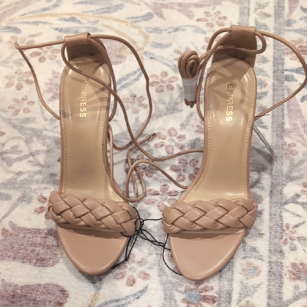 Express Braided Lace-Up Heeled Sandals Size 7 New With Tag